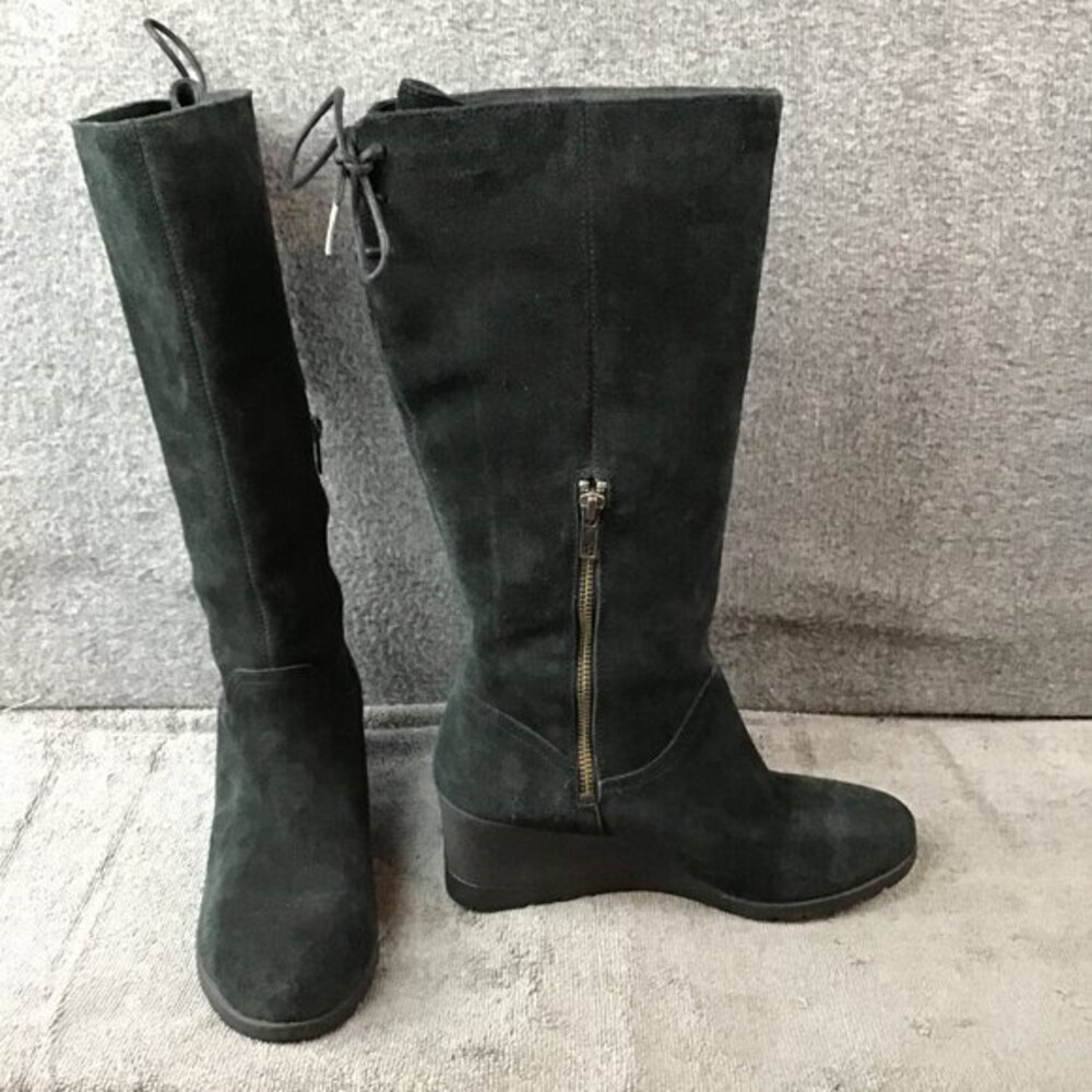 Rare UGG Dawna Black Suede‎ Waterproof Wedge Boots Sz 8.5 Tall Side Zipper